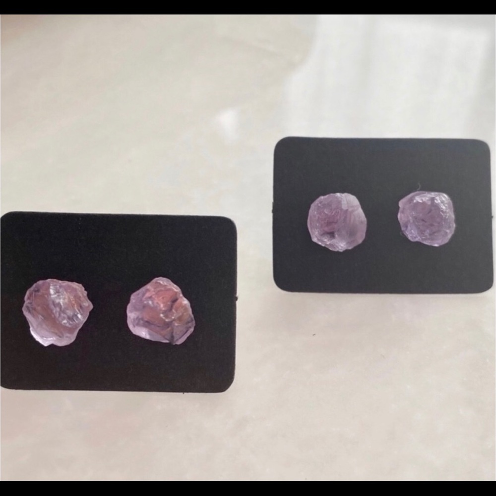 🆕 Pure Raw Amethyst S925 Sterling Stud Earrings - Picture 11 of 11